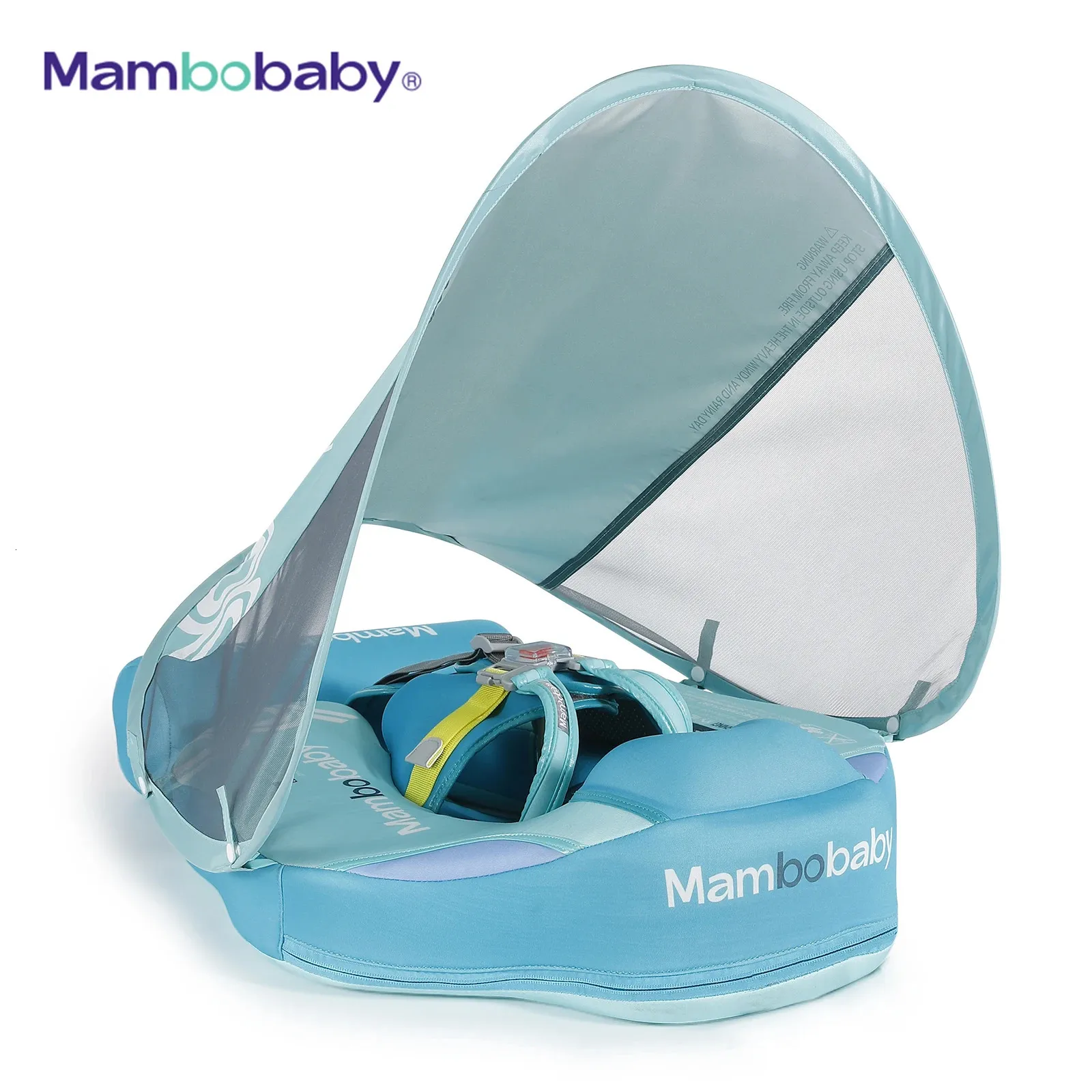 Mambobaby Float Drop Non-Inflatable Baby Float with Canopy Waist Swimming Chest Floater with Tail Float Trainer 240423