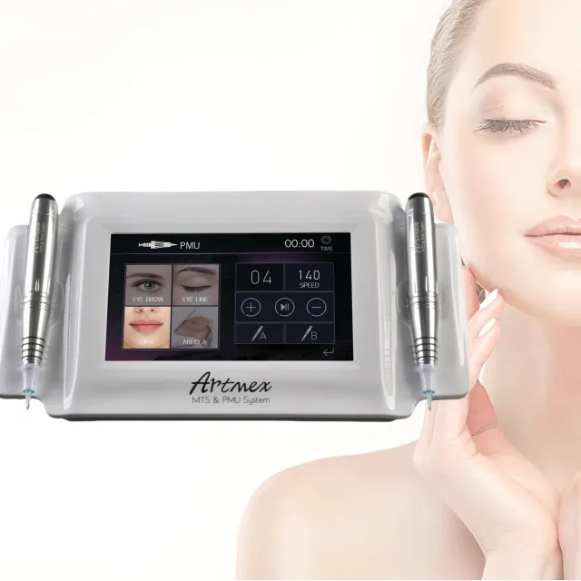 2024 Nova caneta profissional de microneedling para maquiagem permanente digital de beleza Microneedling caneta com tela de toque