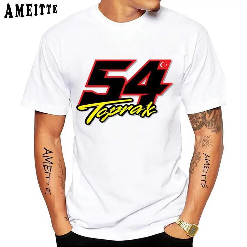 T-shirt maschile toprak razgatlioglu numero 54 gp t-shirt da corsa New Men Short Slve Boy Adventure Sport Casual Tops White Tops Motorcycle Rider TS T240425