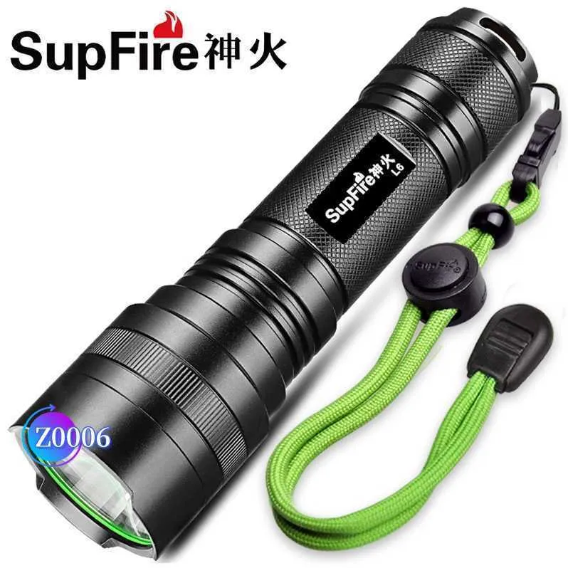 LED -fackla ficklampor Camping Super Bright ficklampor Torches Nyaste Mini Portable High Brightes Torch Supfire L6 ficklampa med starkt ljus och 26650 laddning