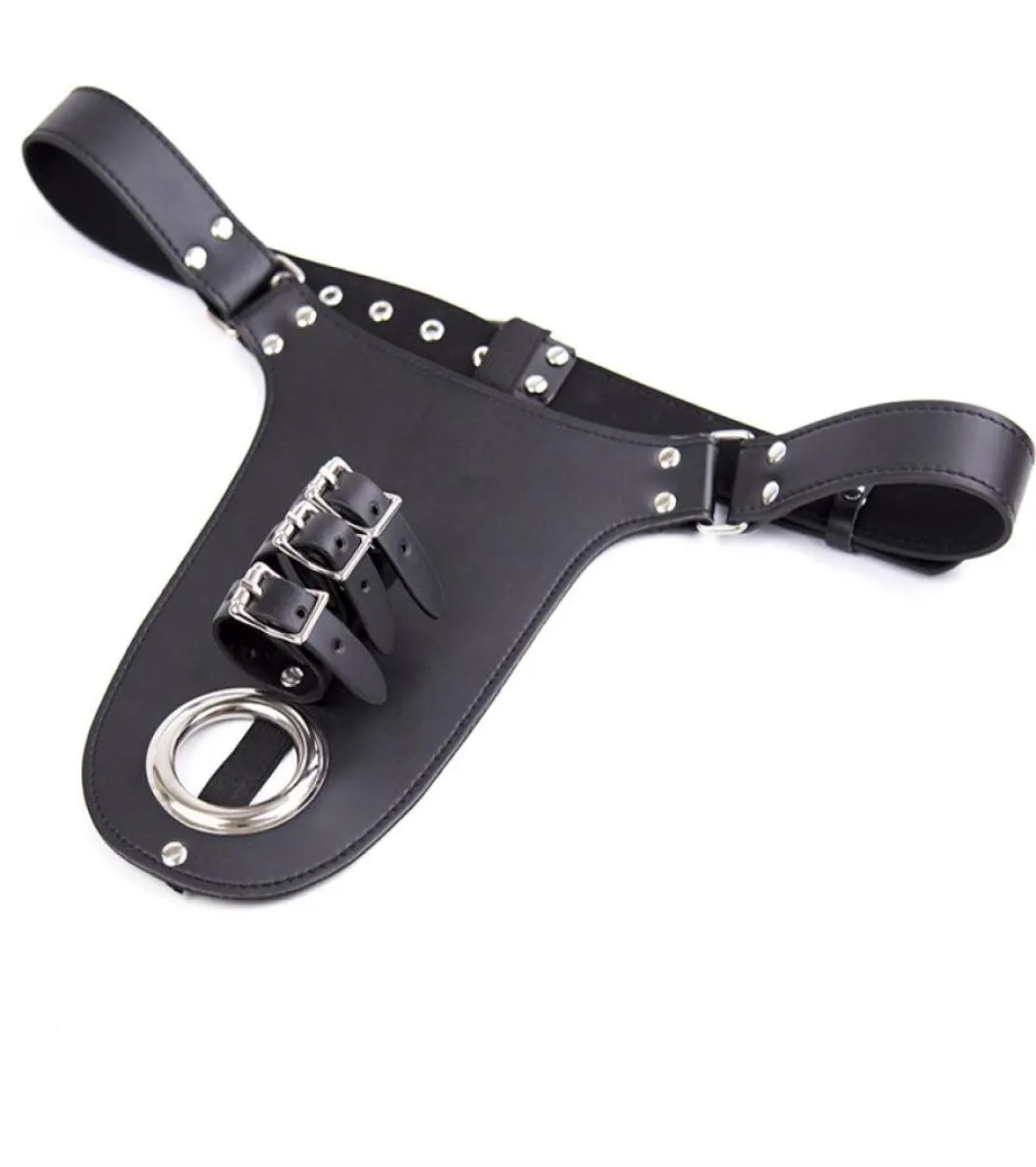 Fetysz Męskie majtki bieliznę z Penis Ubolenia Pierścień Pierścień Ograniczenia Binder Sex Toys for Men Faux Leather GN3224020833286367