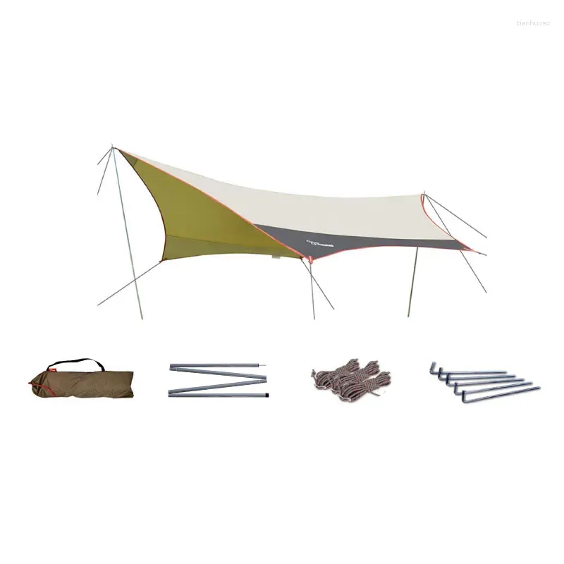 Tenten en schuilplaatsen met 2iron polen tarp vidalido outdoor vlinder luifel luifel zonnebrandcrème UV-gecoate zilveren luifel camping reistournee