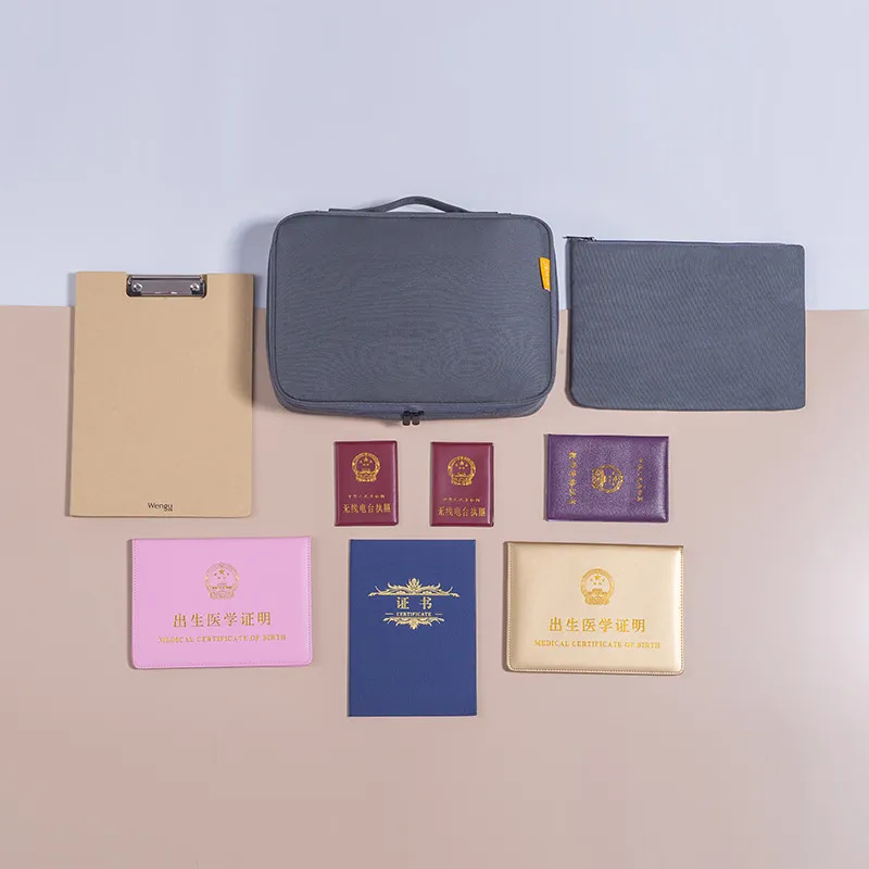 Borsa di stoccaggio del certificato Box per la casa portatile portatile multistrato multi-capacità documento multifunzione registro domestico Bag della carta passaporto Finis