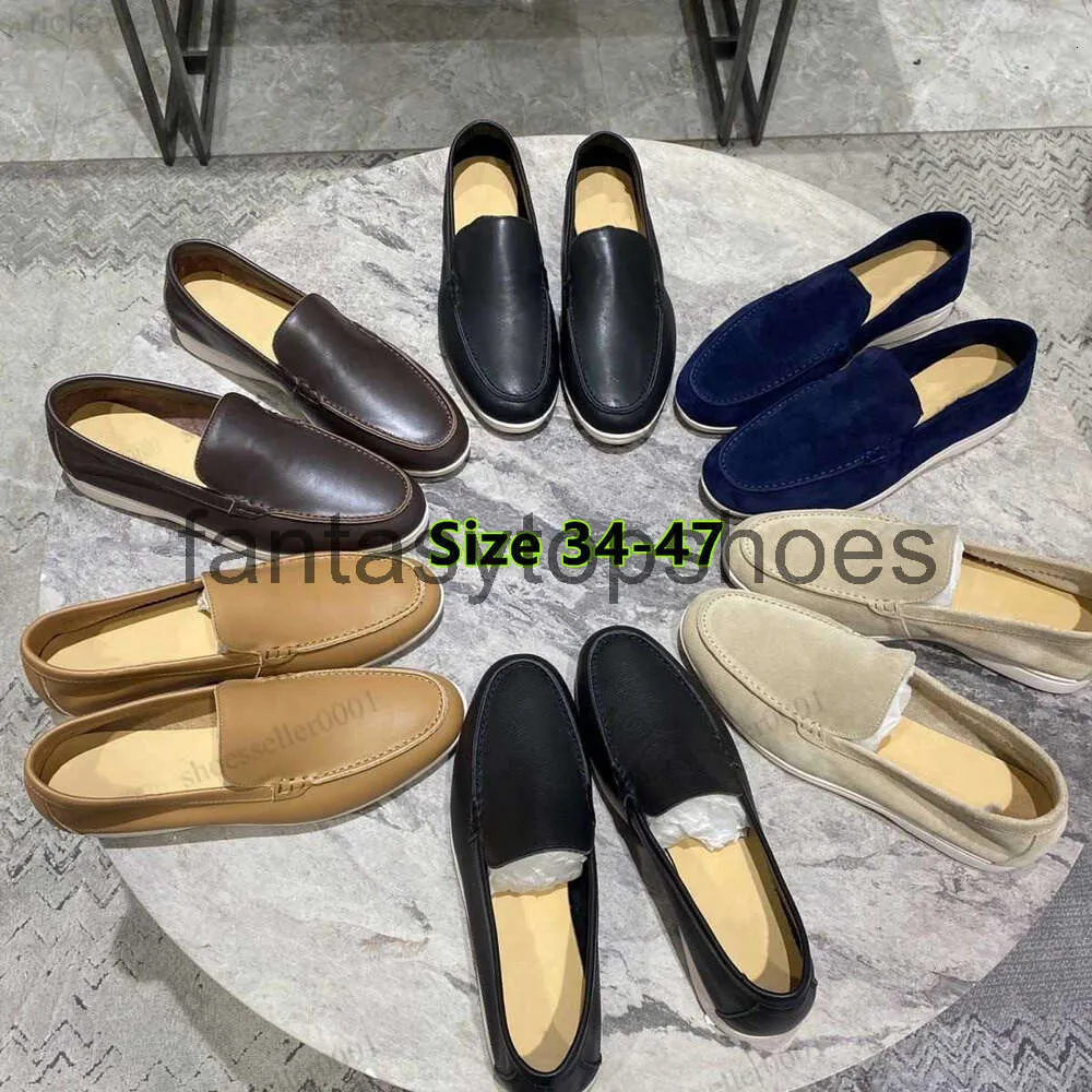 Loro piano lp vestido sapatos sapatos caminhada casais encantos embelezados mocassins de camurça mocassins deslizamento casual de couro genuíno em apartamentos para homens mulheres tênis de grife de luxo 344