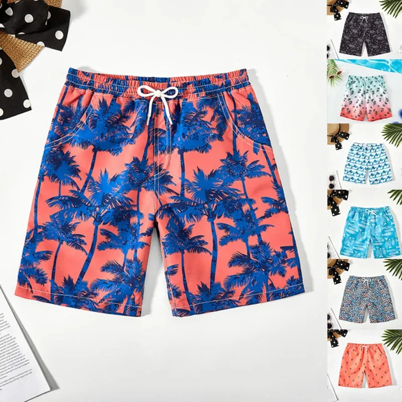 Crianças de desenho animado de desenho animado calça de praia estampada meninos Nando de calças casuais shorts adequados para férias na praia 240425