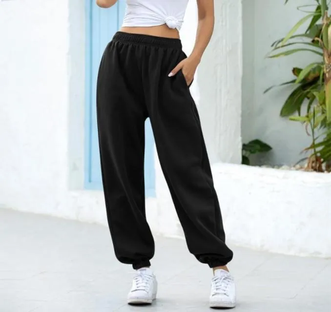 Luźne joggery szerokie nogi dresowe kobiety spodnie Ps Rozmiar miękki wysokiej talii spodnie streetwearne swobodne koreańskie joga spodni femme8366863