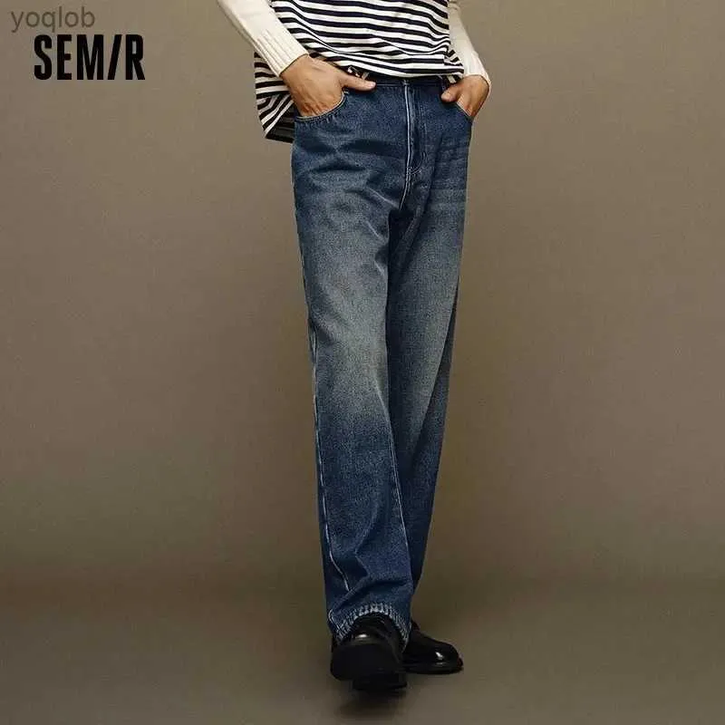 Jeans masculinos semir jeans Mens 2023 Inverno novo Fashion Vintage Straight TrouserSl2404