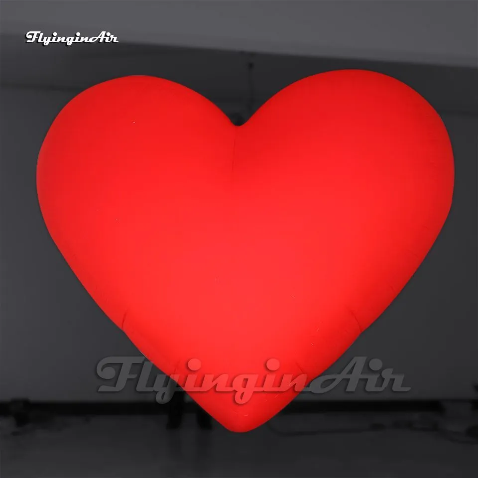 Personalized Inflatable Heart Hanging LED Balloon Red Lighting Air Blow Up Heart For Club Party And Wedding Decoration