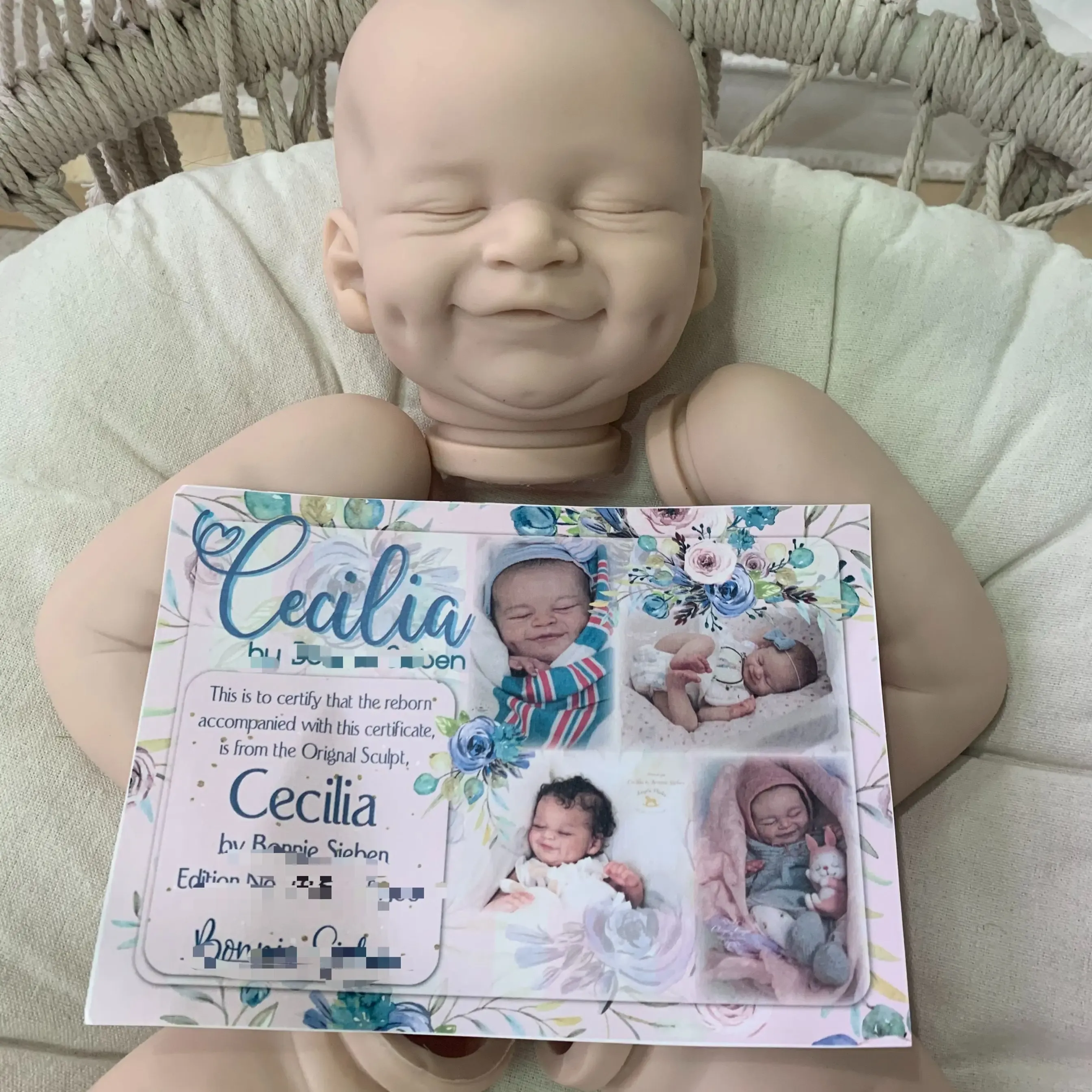 Dolls 19inch Reborn Doll Kit Cecilia Soft Fresh Color Vinyl Unfinished Doll Parts with CoA