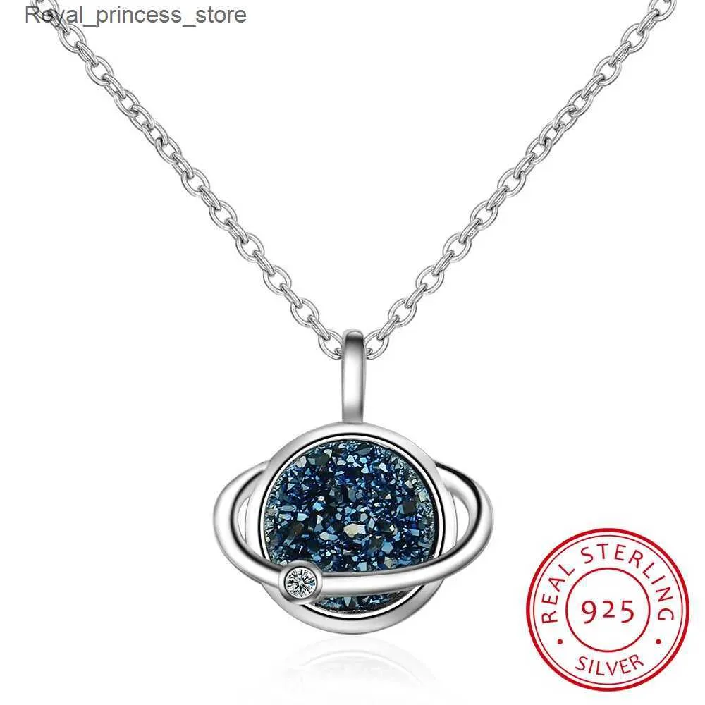 Pendanthalsband 925 Sterling Silver Necklace Sapphire Fragment Dream Star Halsband Kamkedjan Halsband Collier Halsband S-N375 Q240426