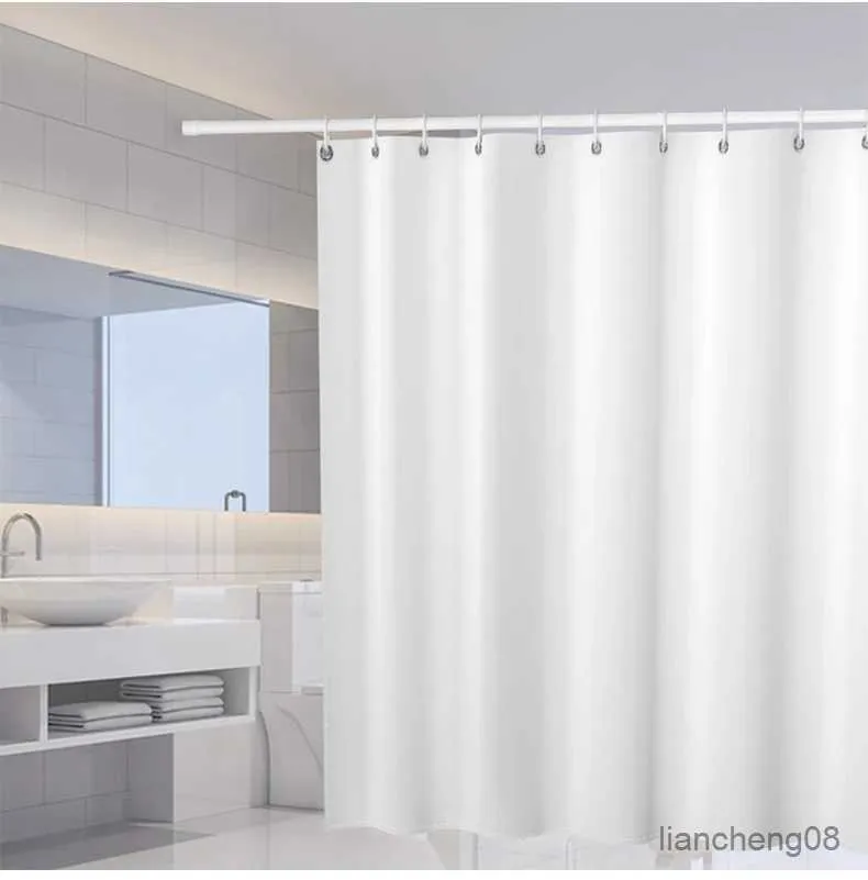 Duschgardiner vita duschgardiner fast färg badrum gardin polyester tyg tvättbar vattentät partition badgardin