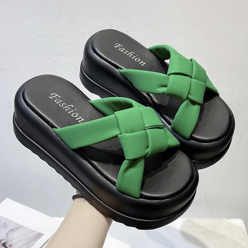 Stivali sandali femminili di moda 2023 spiaggia indoor donna elegante donna espadrilles corda piattaforma con le pantofole di pannelli coreani in stile estate soffice estate