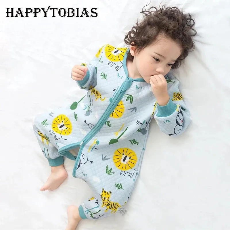 Tassen happytobias lente herfst baby slaapzakken split been cotton peuter slaapzakken kinderen slapers schlafsack pyjama's jumpsuit s15