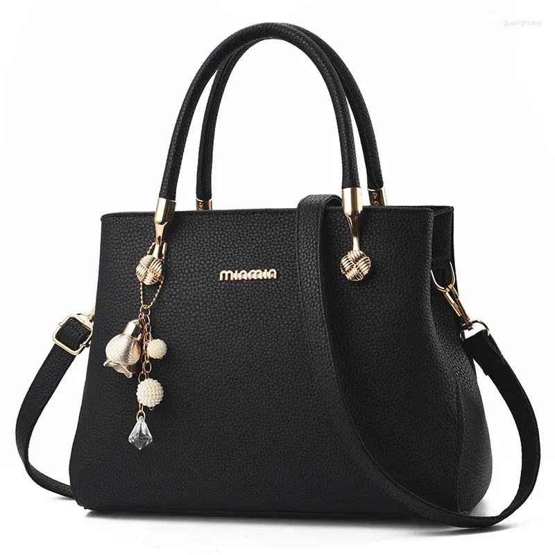 Totes Middle Aged Mom Bag 2024 Fashion Pendant Women's Handbag Large Capacity Solid Color Female Shoulder Crossbody Bags