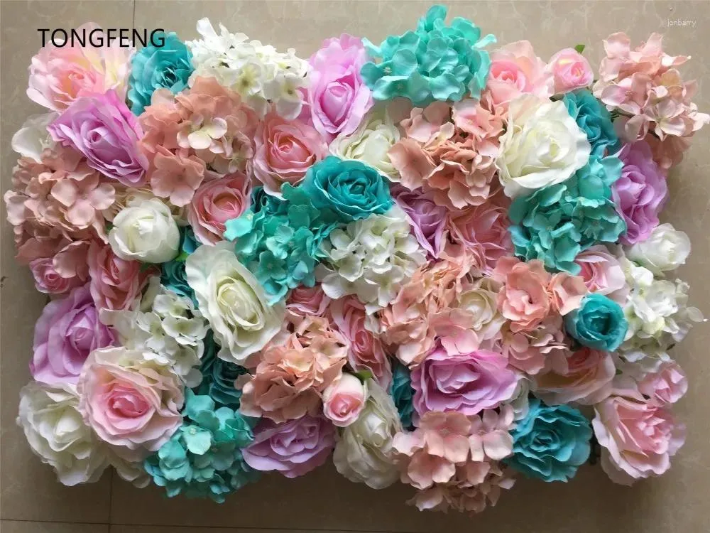 Fiori decorativi mixcolor 10pcs/lotto rose artificiali e idrangee a parete 3d sfondo di matrimonio decorazione fiore runner tongfeng