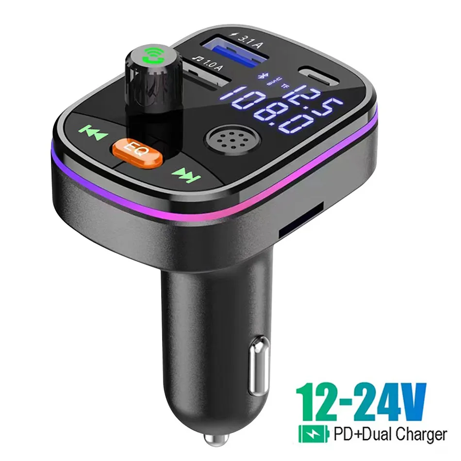 Q9 Q10 Car Bluetooth Kit FM Transmitter With Dual Usb Charger Type C Port PD Fast Charging Handsfree MP3 Player