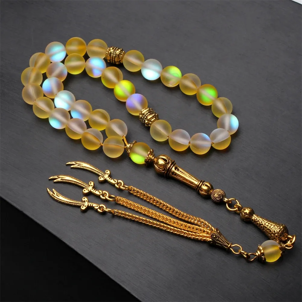 Crystal Tasbih Stone Shining Muslim 33 Beads Bracelet Joyas turcas Accesorios islámicos Oración Bead Árabe Misbaha Tasbeeh 240415
