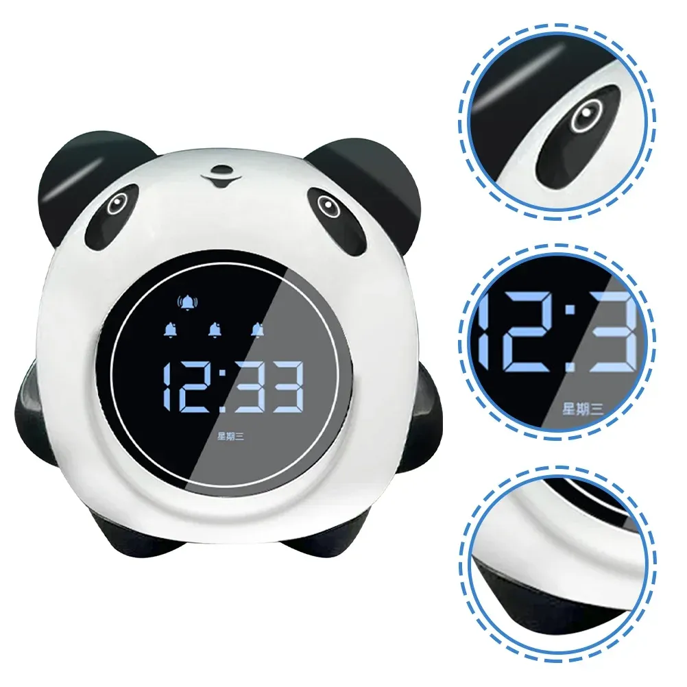 Tillbehör Panda Alarmklocka Digital Wake Toddlers skrivbord Sleep Training Light Kawaii Clock Digital LED -klocka för barn pojkar flickor barn