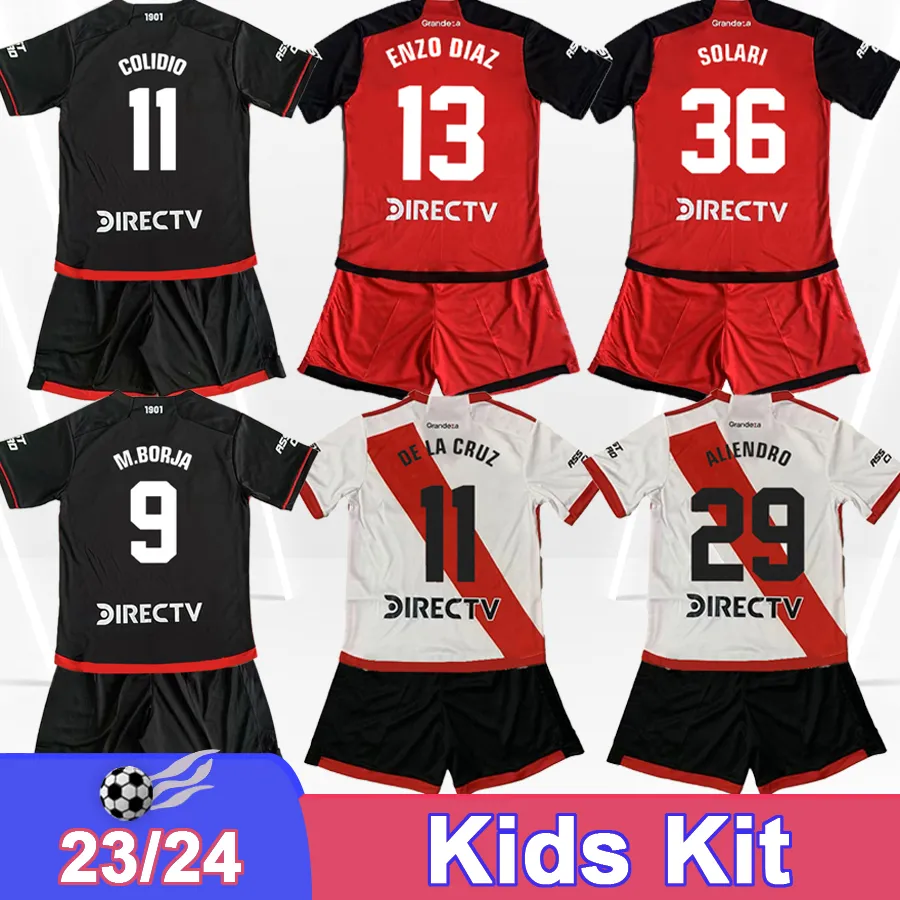 23 24 River Plate Kids Kit voetbalshirts Herrera Barco Fernandez Solari M. Lanzini Palavecino 2024 Home Away 3rd Child Football Shirts