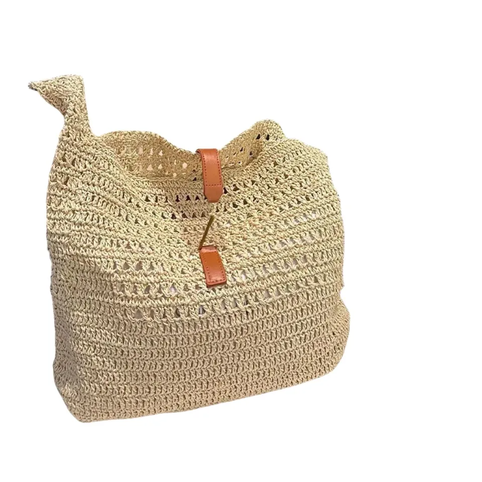 Mesh Beach Totes Shopping bag for Women Handbag Hollow Grass Woven Bag Gold Hardware Letter Buckle Hobo Shoulder Purse Designer Bag High Quality Clutch Pouch