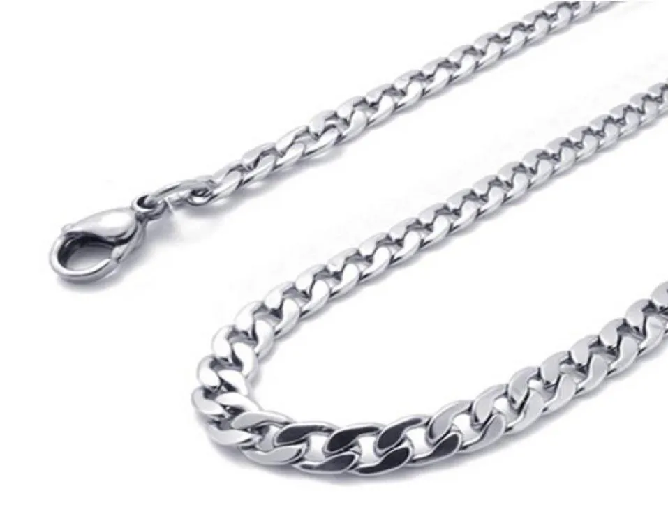 ship whole 5pcs lot 6mm 24inch Stainless steel silver flat NK Curb Chain Link Necklace Thanksgiving Day Jewelry Women4538865