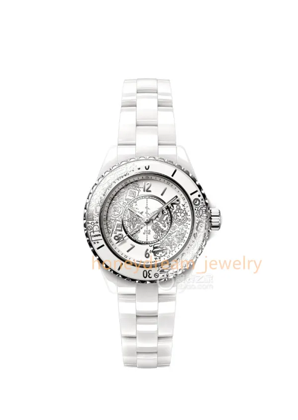 chan j12 digit watch ceramic watch with diamond J12 preowned Leather black woven Couple Watch Luxury Sports quartz Battery Wristwatch Black White