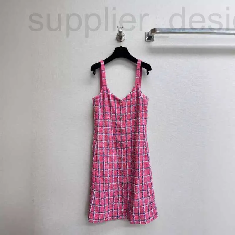 Basic & Casual Dresses designer Shenzhen Nanyou Huo~24 Spring/Summer New Color Blue Plaid Soft Cloth Suspended V-neck Sleeveless Dress 9BTF