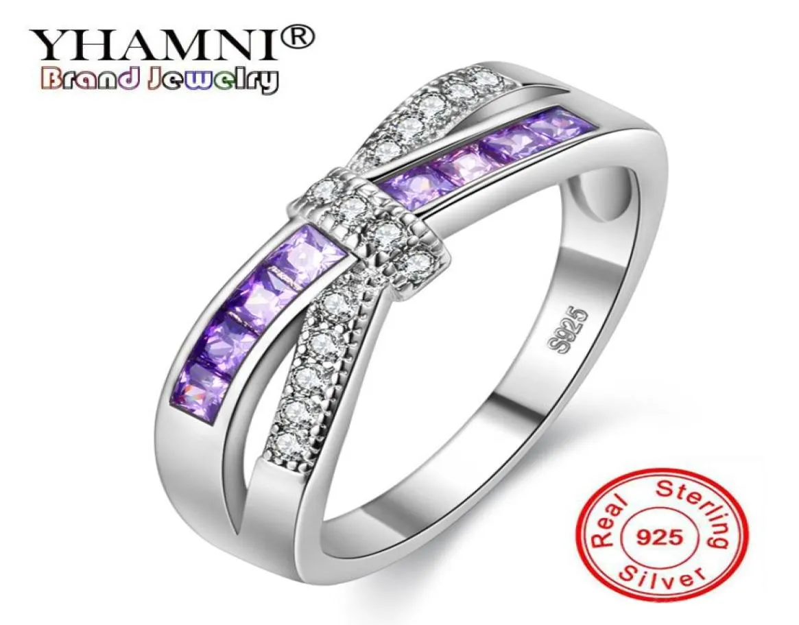 Yhamni Silver Rings for Women Engagement Wedding Ring Purplepinkbluediamond Rings Pure 925 Sterling Silver Fashion Jewelry QJ033979649198