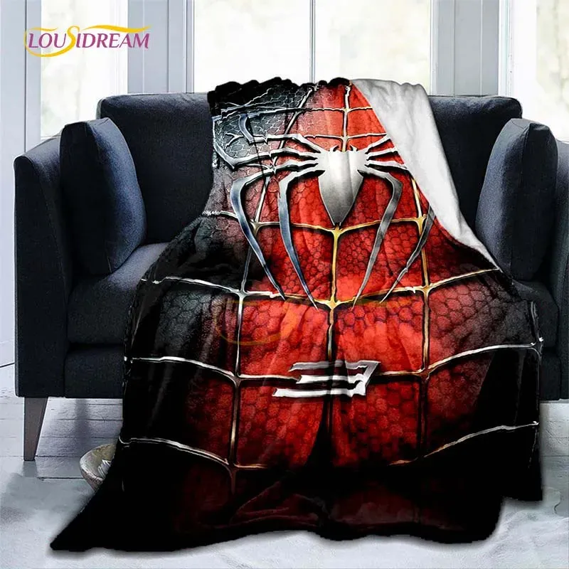 sets Cartoon Spider Throw Blanket Cover Heroes Logo Flannel Blankets for Sofas Soft Bed Sheet Warm Bedspread Bedding Decor Kids Gift