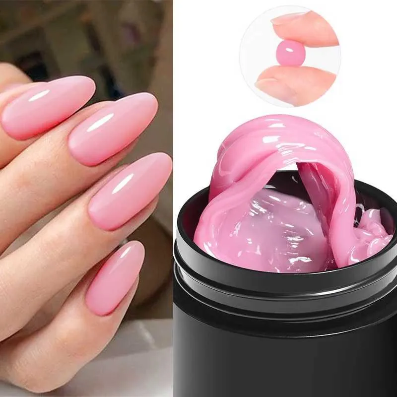 Esmalte 7ml de extensão sólida de extensão sólida de unha, polimento de unha, rosa rosa nudez de extensão nudez shinestone cola gel para manicure diy arte y240425