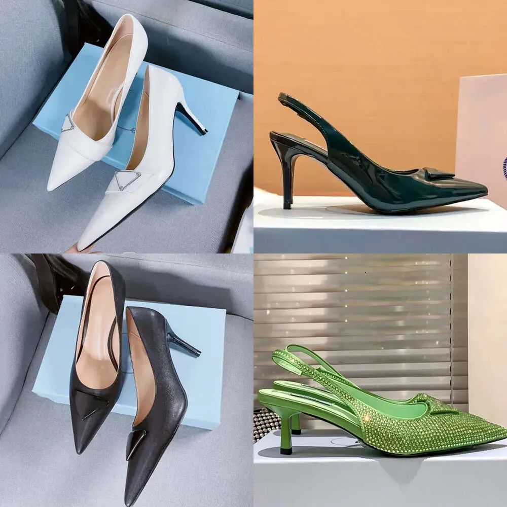 Sandallar Bayan Sceen baskılı Slingback Pompalar Terlik Slippers S Tasarımcı Fırça Deri Plak Yüksek Topuk Elbise Ayakkabı Paris 8cm Topuklu Düğün Çaplar S Orijinal Kalite