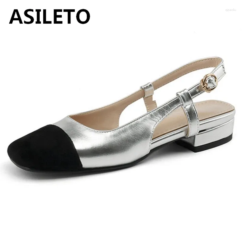 Zapatos casuales Asileto Women Flats Reduck Square Hebilla Hebilla elegante Color mixto Faux Big Tamaño 31 32 33 40 41 42 43 Gold Silver