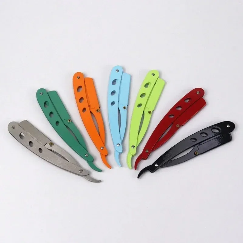 Mer färg avancerad rostfritt stål Herr rakaver Razor Pro Barber Manual Folding Shavers Holder Beard Hair Removal Knife Tools