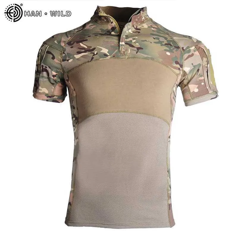 Tactische t-shirts Mens Combat Shirt Airsoft Militair tactisch T-shirt Kort mouwen Militaire camouflage Katoen T-shirt Kleur Bullet Hunting Clothing 240426