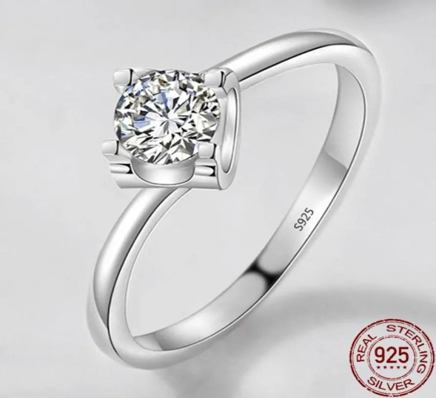Vintage 925 Sterling Silver Wedding noivado anel CZ Zircon Anel de festa de aniversário para mulheres anel de moda XR4088665199