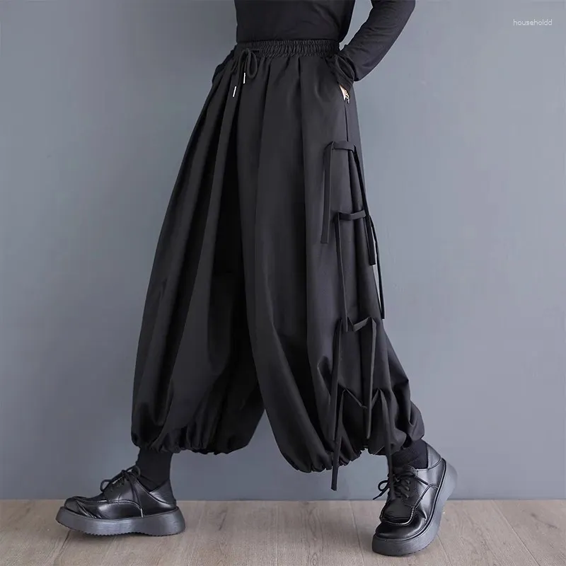 Calça feminina outono e inverno personalizados ajuste solto de alcance elástico sólido perna larga perna as calças de streetwear versáteis casuais