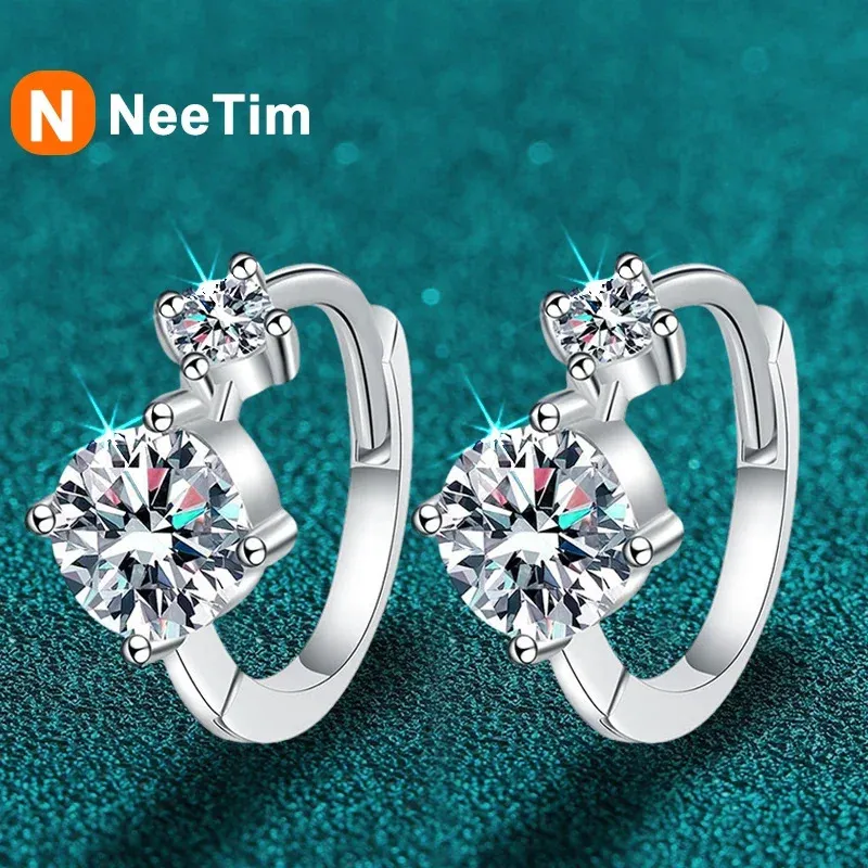 Neetim Full Hoop Earrings 925 Sterling Silver 18K Gold Plated Wedding Luxury Jewelry Gifter Passed Diamond Tester 240419