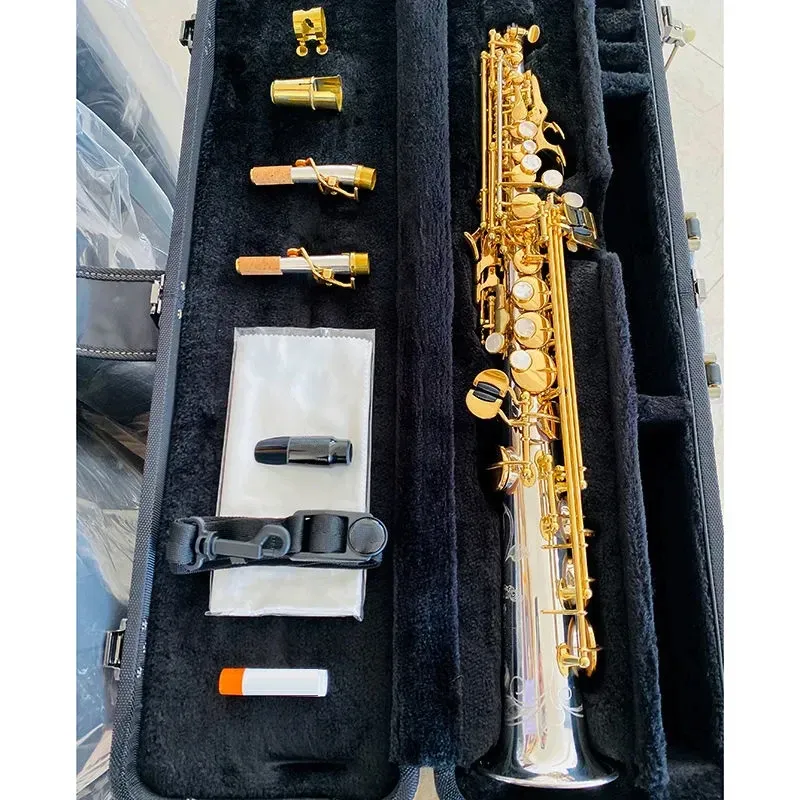 Saxofon Original O37 OneToone Structure Model BB Professional Highpitched Saxophone White Copper Goldplated Btune Sax Instrument