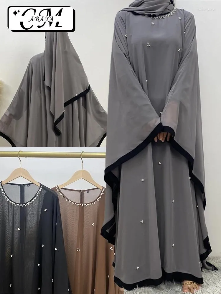 Vêtements ethniques Abayas musulmanes marocaine Caftan islamique pour femmes Fashion Pearl Kimono Robe Party Dress