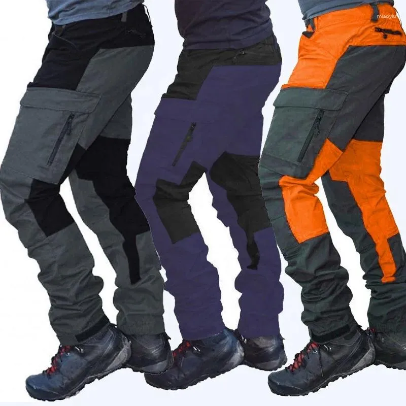 Pantalon masculin masculin jogger streetwear tactique prêt à expédier plusieurs pochets slim fit patchwork automne automne