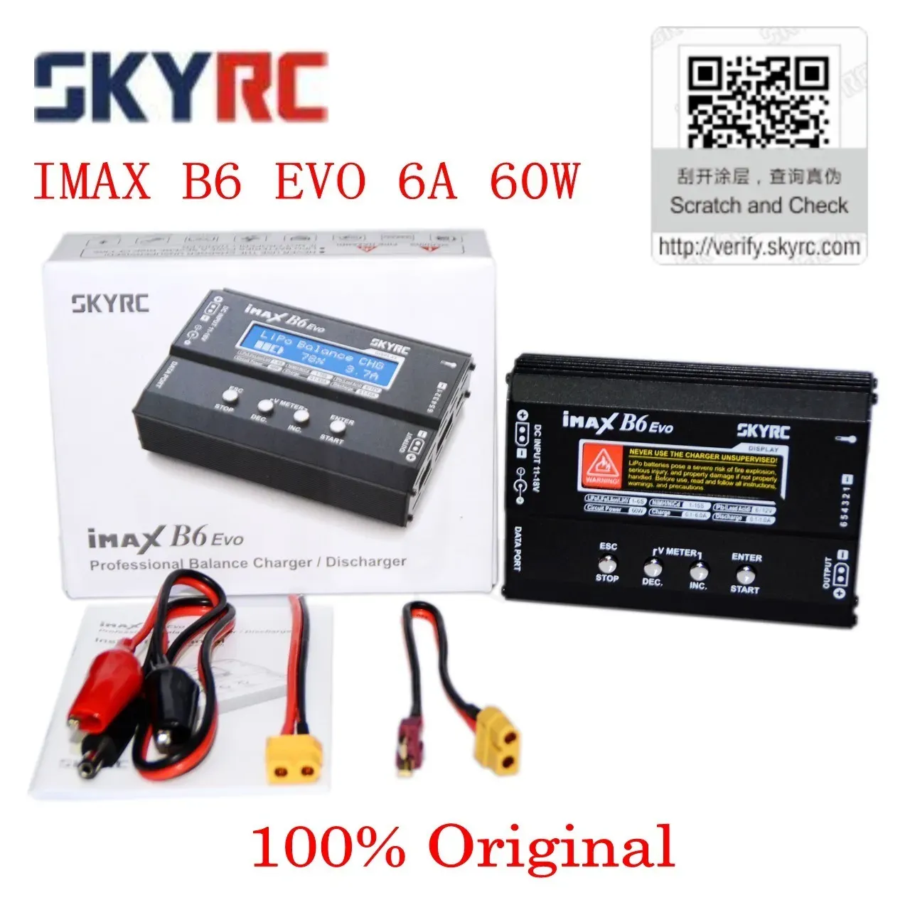 Şarj Cihazları Orijinal Skyrc Imax B6 EVO 6A 60W Denge Şarj Cihazı Defteri NIMH NICD LIHV NICD PB LIION XT60