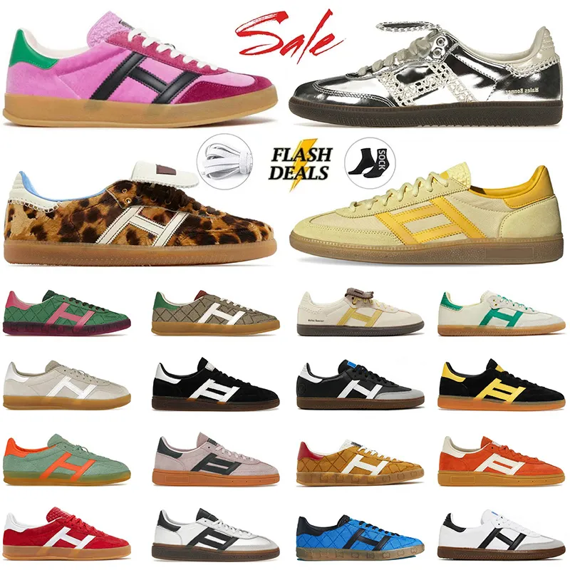 Original Og Wales Bonner Shoes Leopard Print Silver Metallic Designer Shoes Mens Womens Sporty And Rich Handball Spezial Pink Black White Sneakers Dh Gate Trainers
