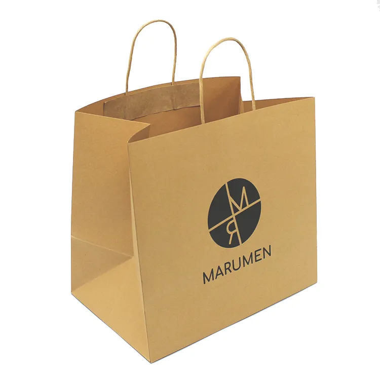 Eco Friendly Friendly Custom Luxury Brown Kraft Gift Shopping Paper Sacts com seu próprio logotipo 3A5