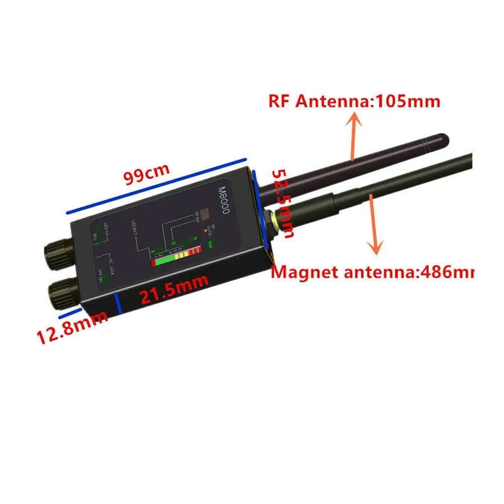 Detector 1 Definir M8000 Rádio Antispy Detector 1MHz12GH Sinal Rastreador Automático Detector GPS Finder Bug com Antena LED Seguridad