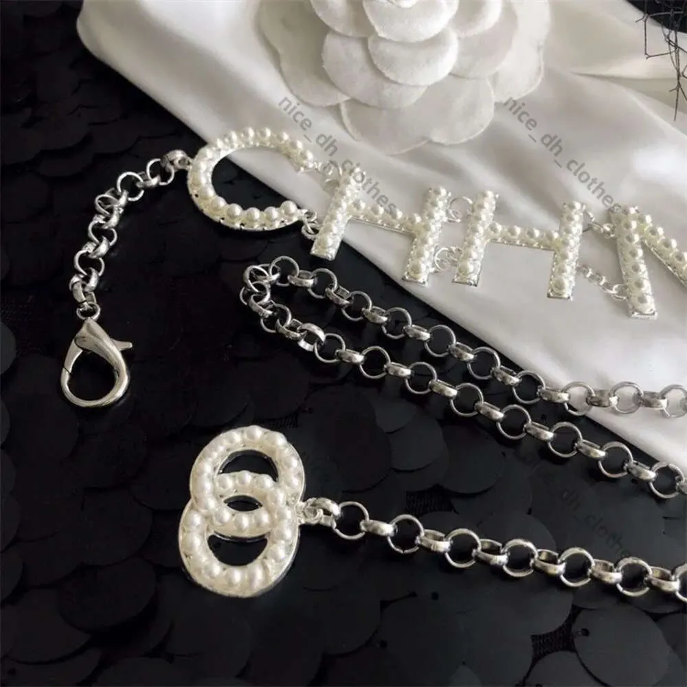 Channel Cclies Pearl Letter Chain Chain Belts Designer Lady Rhinestone Waistband Robe Accessoires Femmes Fashion Fashion Pearls Belt Gift 645