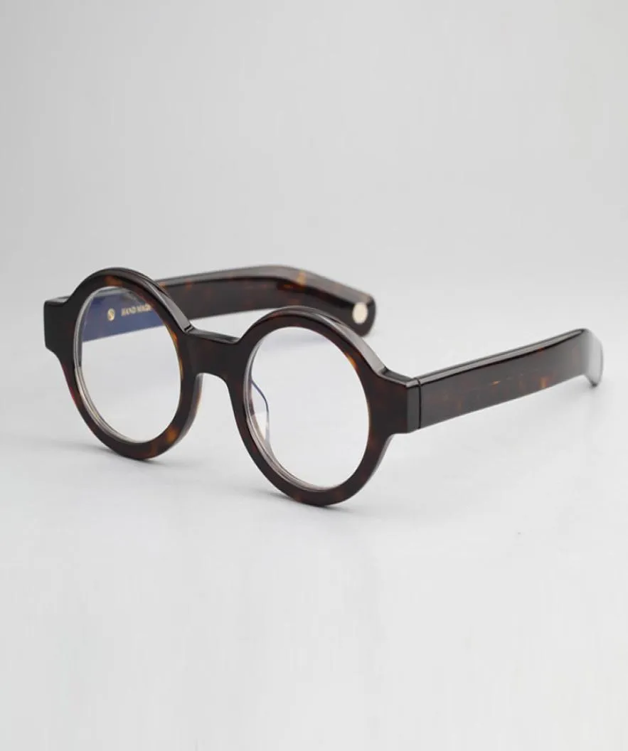 Luksusowe szklanki designerskie Cubojue Małe okrągłe okulary Męskie okulary Ramka Męska nerd okulary czarny żółw grube octan JanPane4003625