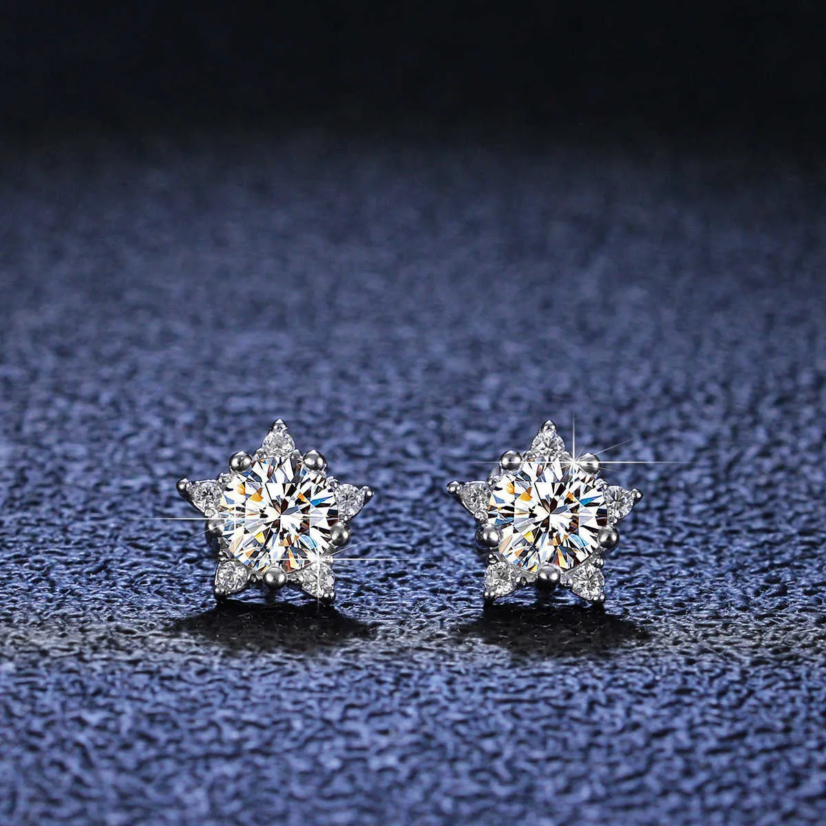 Diamant Ear Mosan Studs S925 Sier Star Queen Mosan Sier Ear Stad Acoring Bijoux