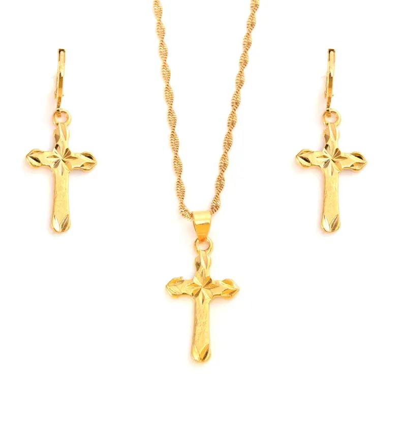 24 K Żółty drobny złoto Gf ​​Małe mini -podatkowe Łańcuchy Łańcuchy Zestaw Chrześcijańska biżuteria
