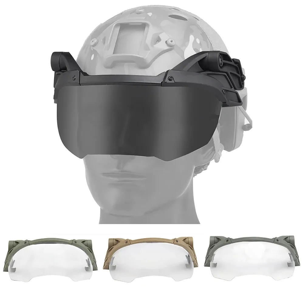 Sicurezza tattica Airsoft -soft -soft Goggle Guide Rail Mask per il casco rapido capovolgimento di protezione Maschera antivento Anti -Fog CS Airsoft War Game