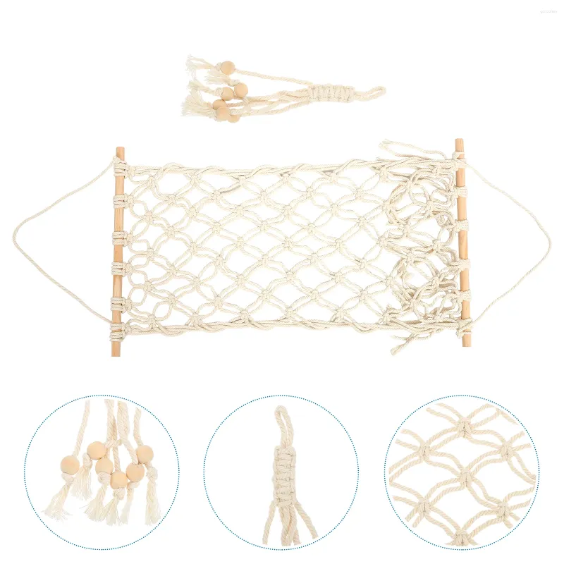 Storage Bags Fruit Hanging Basket Wall Decor Vegetable Hammock Net Bag Shopping Kitchen Wood Decoration Woven Holder